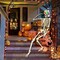 6FT/185cm Life Size Skeleton Halloween Decor, Posable Poseable Human Skeleton, Full Size Skeleton with Posable Joints Glowing Eyes Skeleton for Halloween Party Outdoor Haunted House Decor